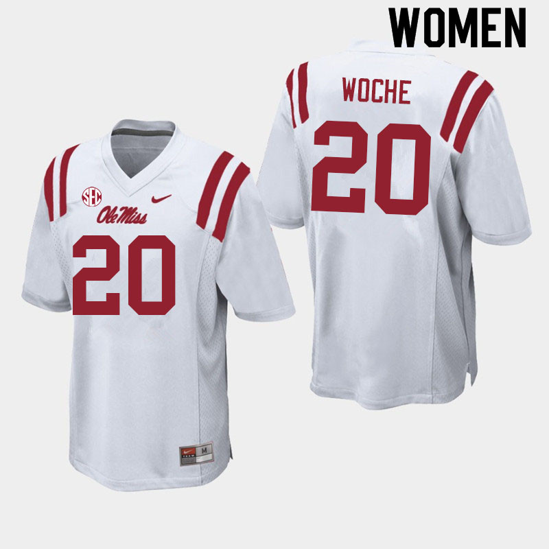 Jack Woche Ole Miss Rebels NCAA Women's White #20 Stitched Limited College Football Jersey KII5858TE